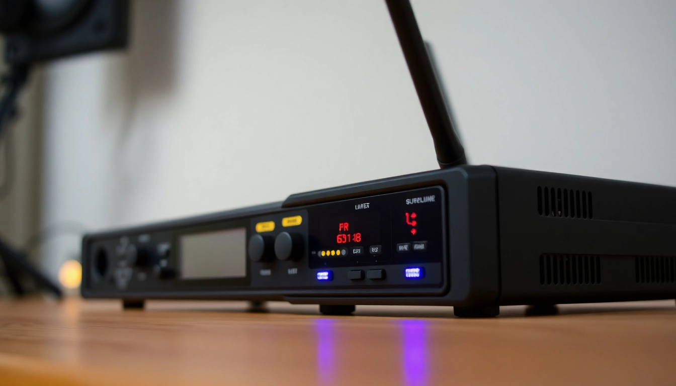 PG88 wireless microphone receiver with signal meters and antenna arrays in a professional audio setup for clear sound performance