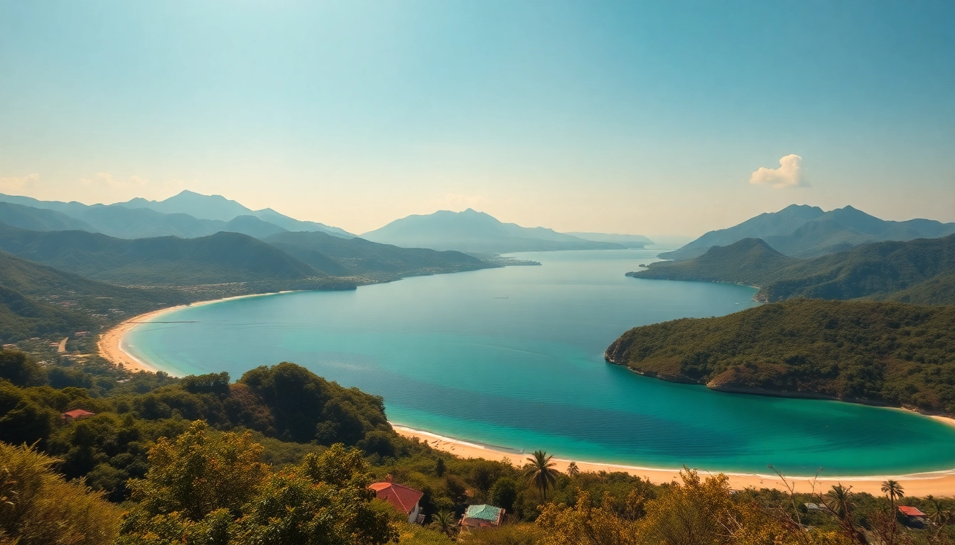 Scenic landscape of Lombok's pristine beaches and towering Mount Rinjani, showcasing natural beauty.