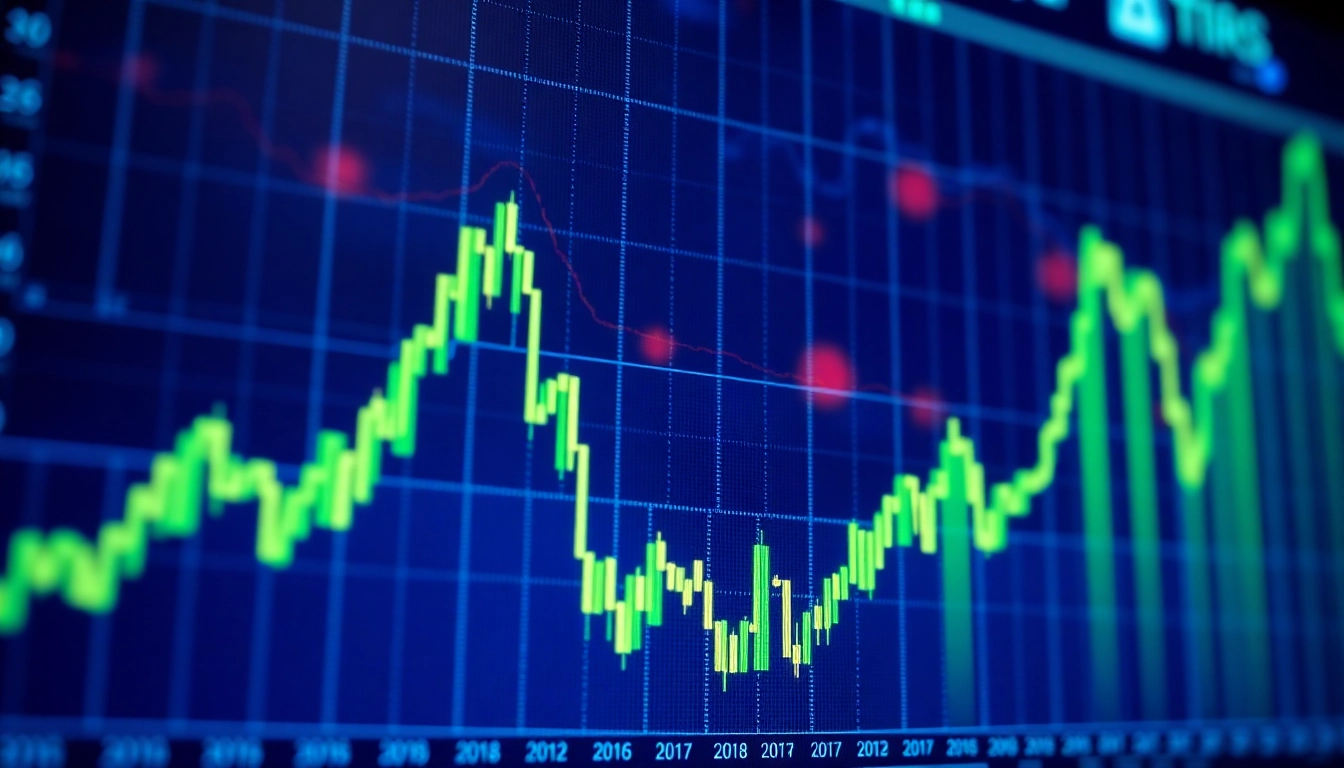 Stock Market News updates with dynamic financial charts and news headlines illustrating market